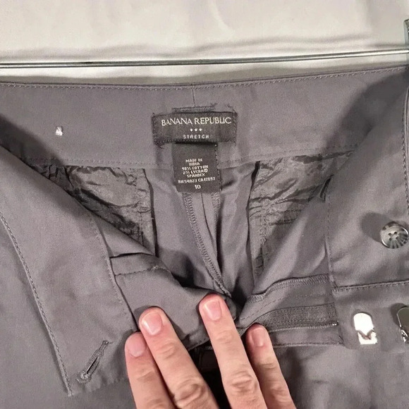 Banana Republic Capri Pants Women's 10 Grey Stretch Cotton Blend Mid Rise - Picture 5 of 9